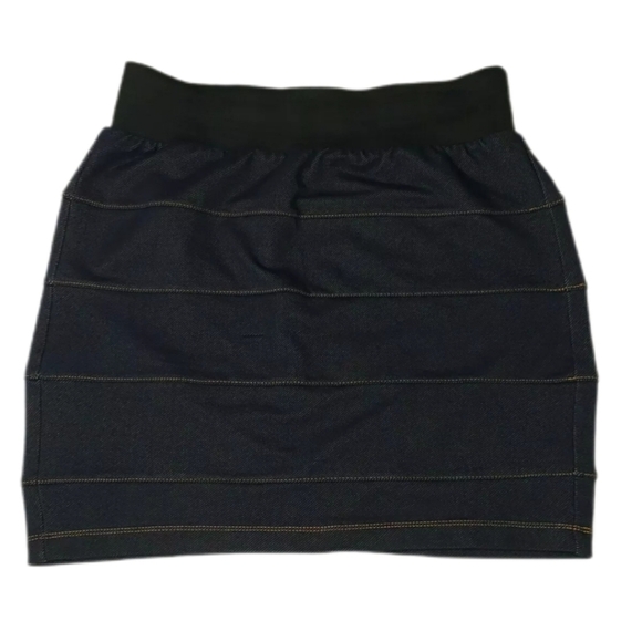 Blue Asphalt Womens Indigo Denim Paneled Stretch Pull On Skirt Size L. - Picture 1 of 10